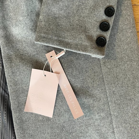 Brand New Women's Avec Les Filles Gray Overcoat Jacket With Removable Hood - Picture 13 of 16
